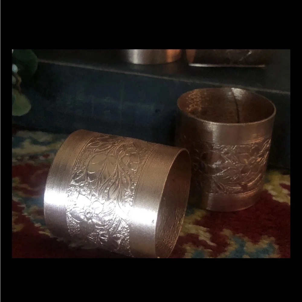 Coppercraft Guild Copper‎ Napkin Rings Set Of 4 Tooled Engraved Floral Excellent